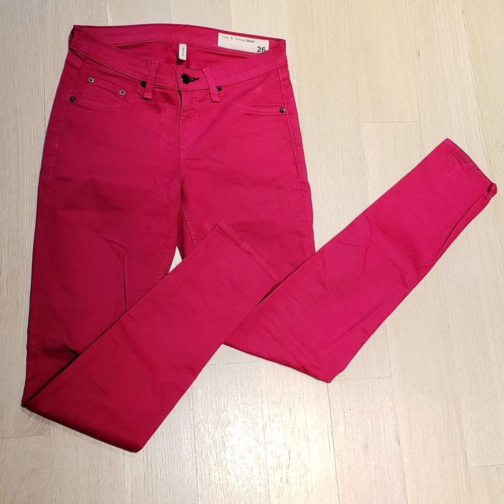 Rag & Bone fuscia skinny jeans